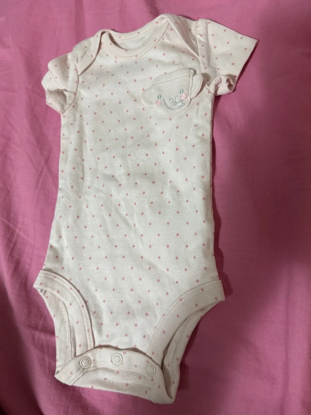Carter's Light Pink Short-Sleeve One-Piece with Pink Dots - Newborn Size